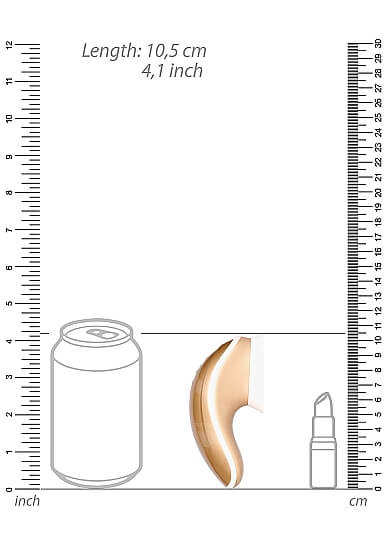 A chart shows the Shots Twitch Innovations in comparison to other standard objects. It is shorter than a soda can and longer than a tube of lipstick. | Kinkly Shop
