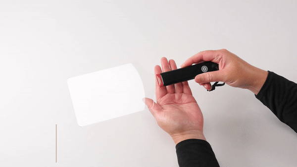 A GIF that shows the Flat Sportsheets Saffron Acrylic Paddle being held in two hands and displayed at various angles. | Kinkly Shop