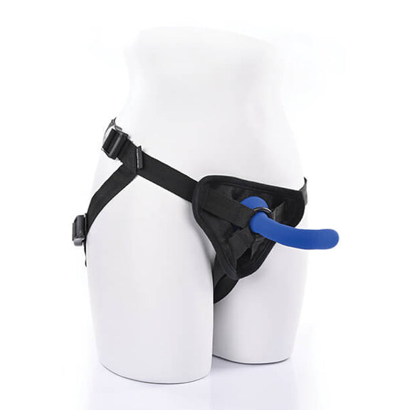 Sportsheets Please Dildo in a strap-on harness that a mannequin is wearing | Kinkly Shop