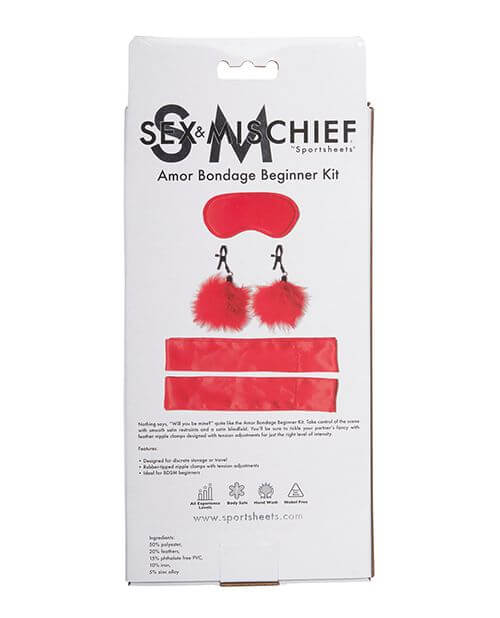 Back of the packaging for the Sportsheets Amor Bondage Kit | Kinkly Shop