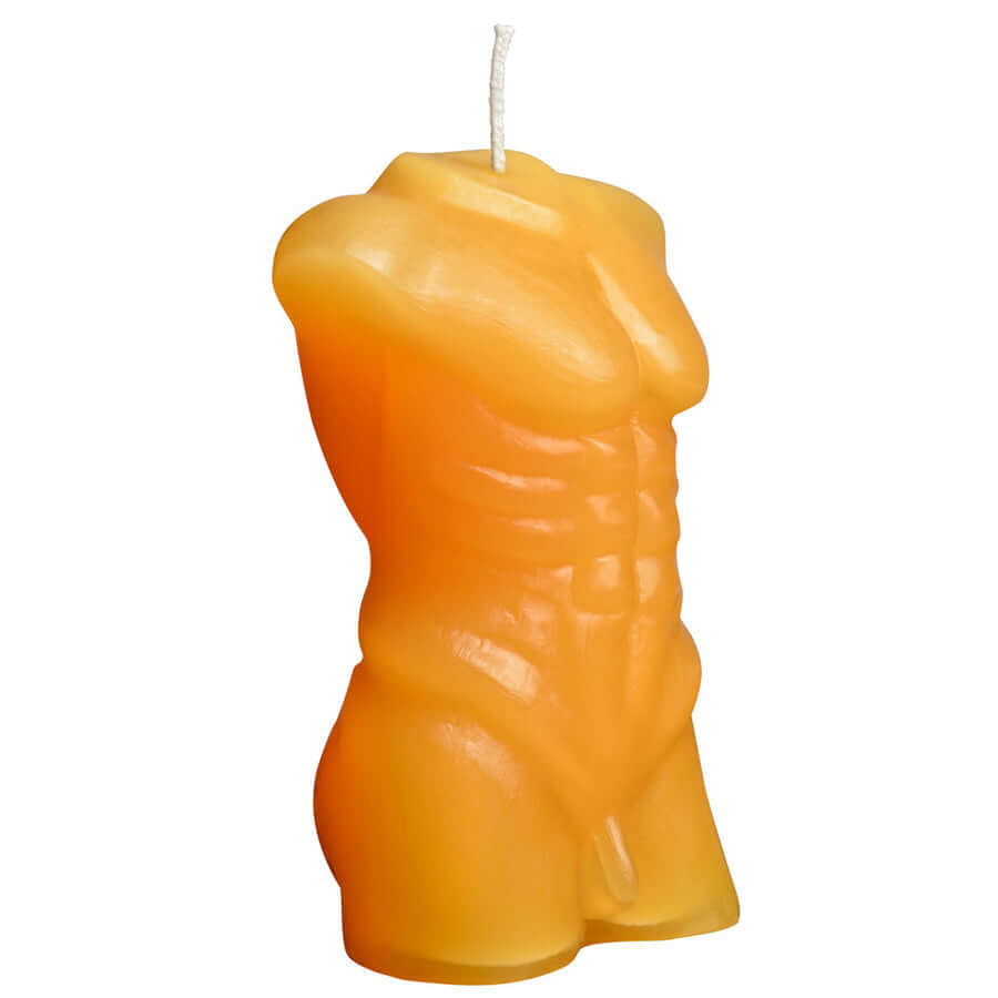 A 3/4th view of the Sportsheets Torso 4 Wax Play Candle against a white background | Kinkly Shop