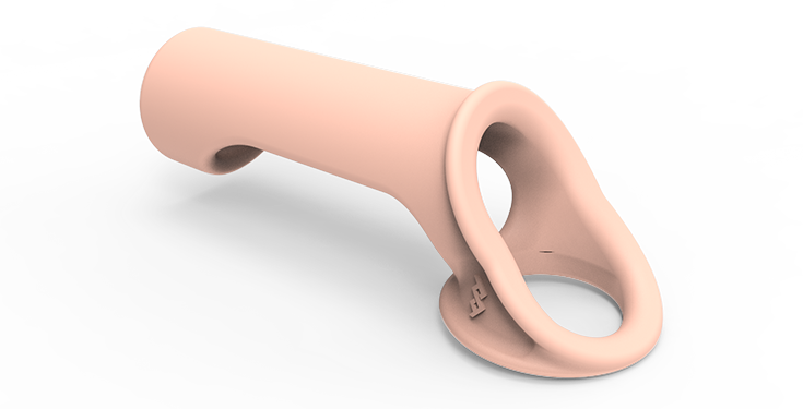 Another view of the Stealth Shaft Support showcases the base of the toy. There is a hole for shaft placement as well as a hole that the testicles are slid into. | Kinkly Shop