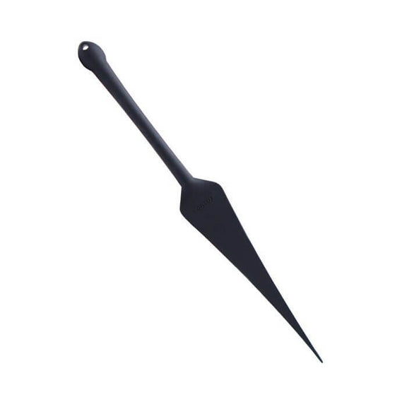 Tantus Dragon Tail up against a white background. This angle showcases the unique shape of the Tantus Dragon Tail which includes a triangular shape that comes to a tiny tip for striking. | Kinkly Shop