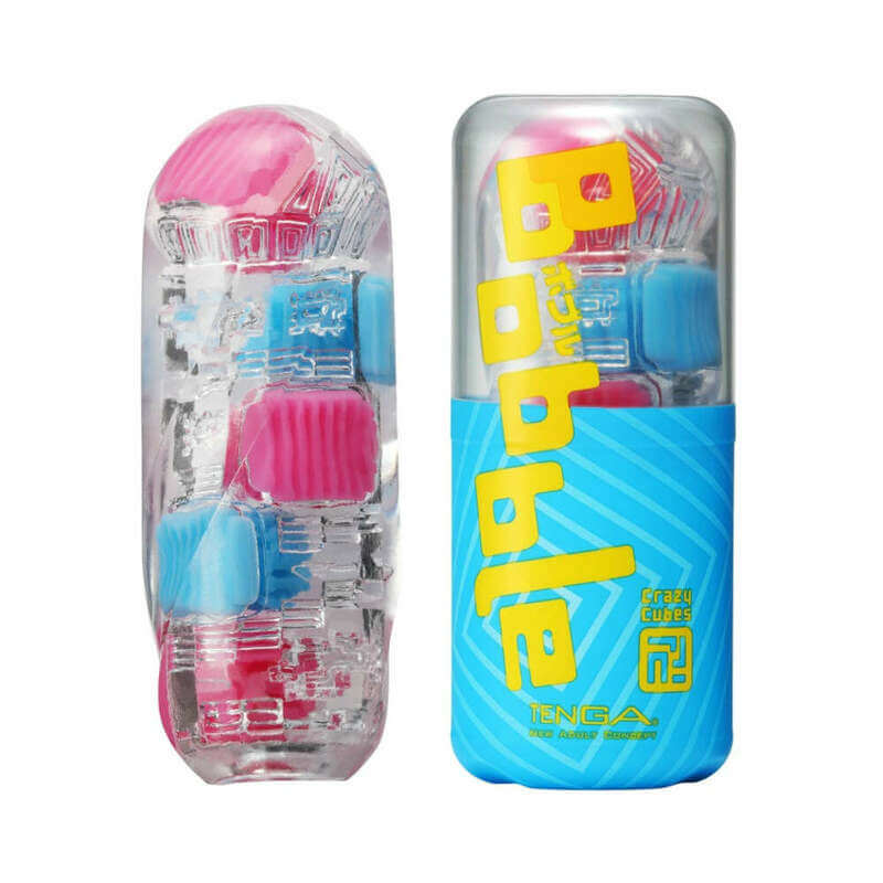 Tenga Bobble in Crazy Cubes up against a white background | Kinkly Shop