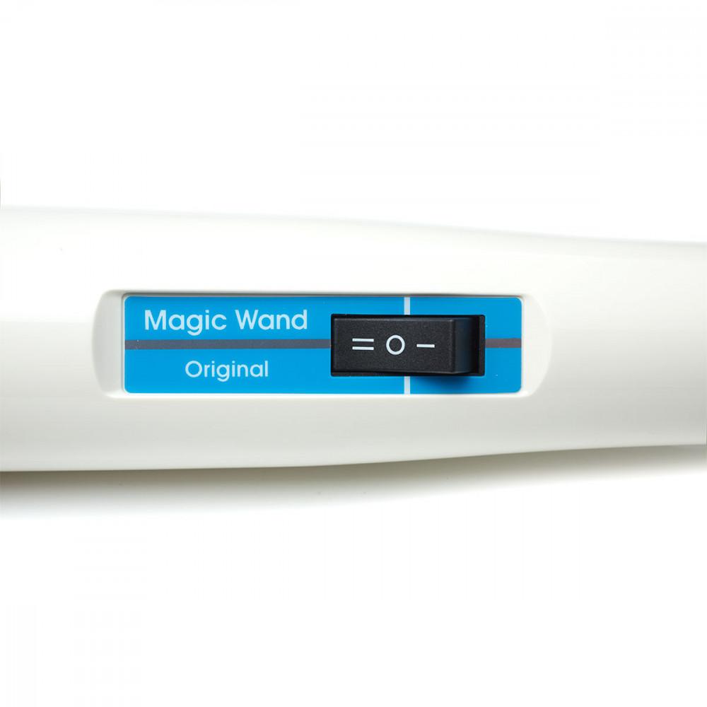 Close-up of the rocker switch for the Magic Wand Original. It has an Off, 1, and 2 mode, activated by which way you flip the rocker switch (left or right). | Kinkly Shop