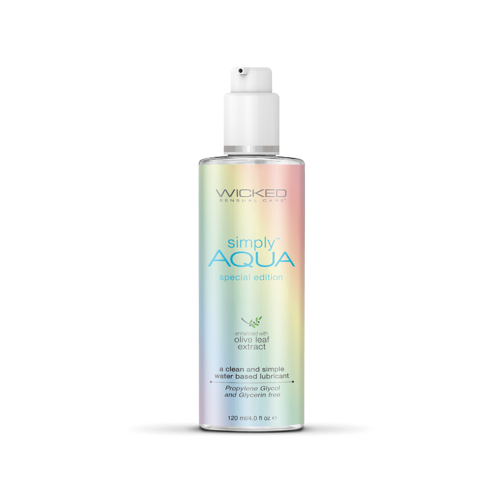 Wicked Simply Aqua - 4OZ in Special Edition. The bottle has a rainbow coloration to it. | Kinkly Shop