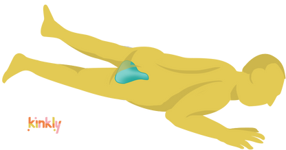 A person lies flat. Through X-Ray vision, we see the Wild Flower Enby 2 laying on the ground underneath them. The person can grind against the surface of the Wild Flower Enby 2 for penis or clitoral pleasure. | Kinkly Shop