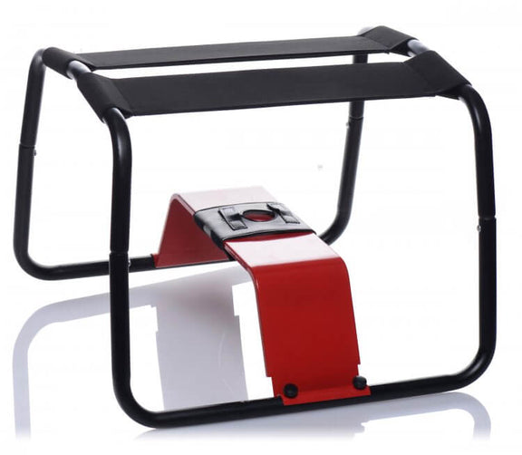 XR Bangin' Bench up against a white background with the dildo riser attached to it. | Kinkly Shop