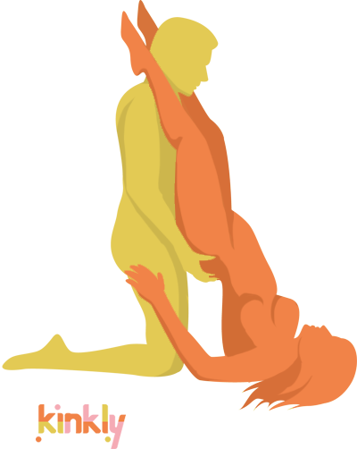 Should Stand Sex Position. Penetrating partner is kneeling, receiving partner is in a shoulder stand with back to him and her legs over her partner's shoulders.