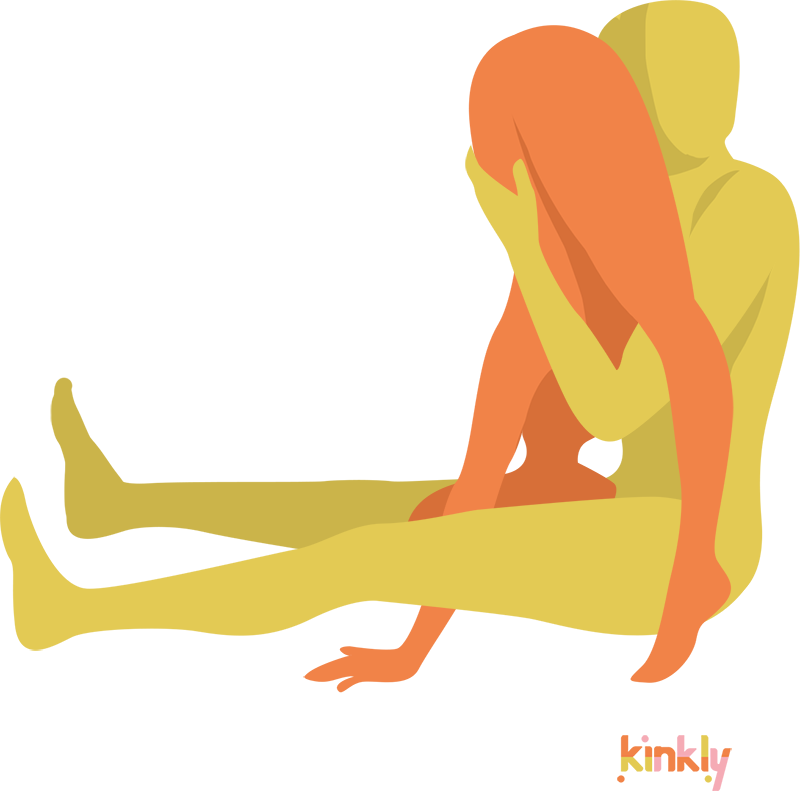 Face Off oral sex position - the receiving partner stands, bent over and facing away from the giving partner, who is seated