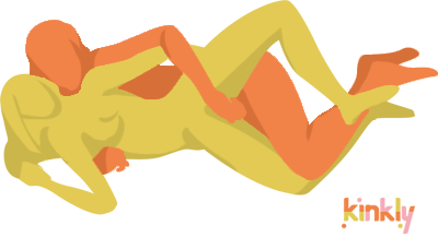 Lesbian Spooning Position. Both partners lie on their sides and cuddle up together. Any activity can be done from there, but the illustration shows the from-behind partner touching the front partner's clitoris.