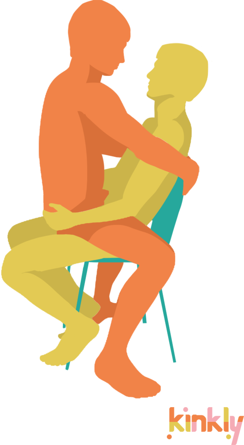 Pitcher's Mound Sex Position. The penetrating partner sits on top of a sturdy chair that can support the weight of two people. The receiving partner then straddles the lap of the penetrating partner.