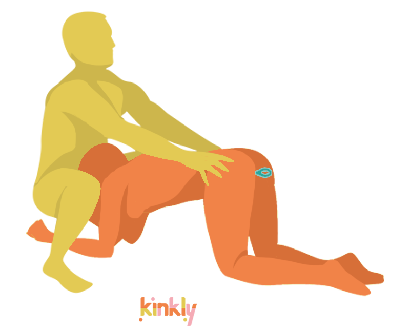 Plumber sex position. The receiving partner is in a deep squatting position close to the floor. The receiving partner is on their knees and forearms, head between the receiver's thighs, to pleasure them. | Kinkly