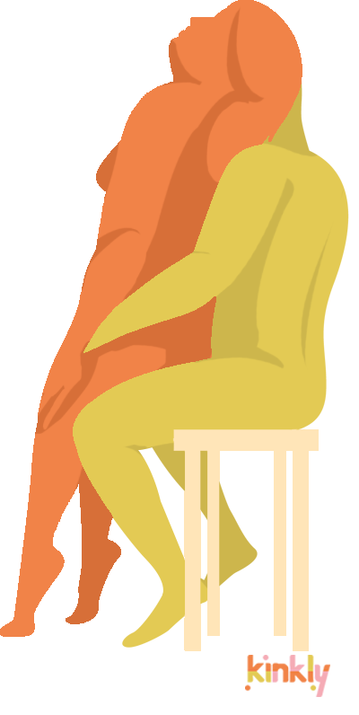 The Perch Position. The penetrating partner sits on a chair or other flat surface. The receiving partner backs up onto the penetrating partner's penis. The receiving partner then leans back into their partner's chest.