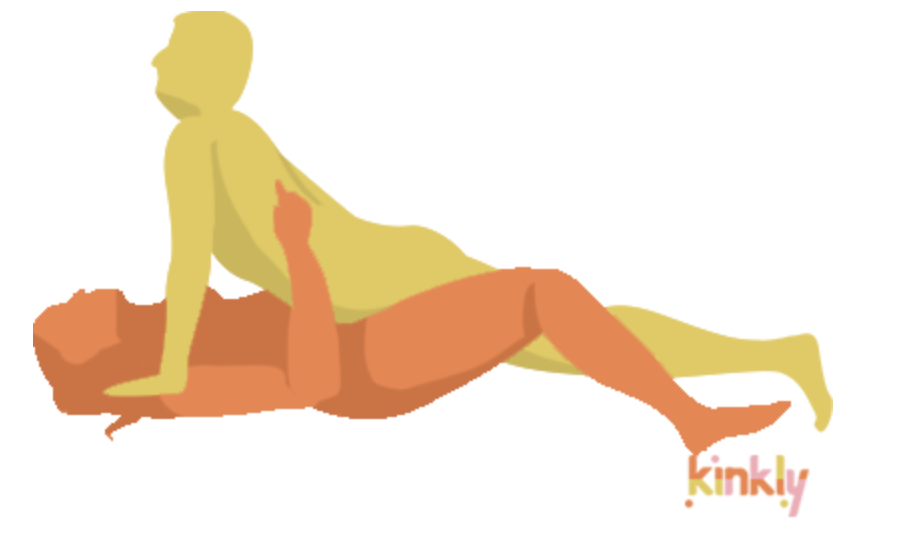 The Missionary Sex Position: The receiving partner lies flat on their back while the penetrating partner lies, stomach down, on top of them. The penetrating partner props themselves up with their arms.