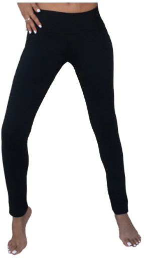 Woman wearing black yoga pants