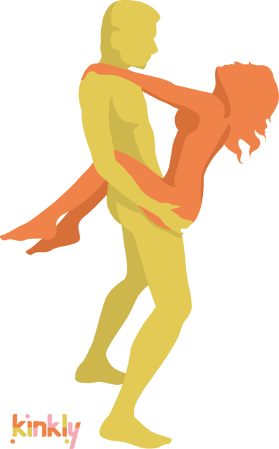 diagram of the ascent to desire sex position - the giver holds the receiver up as they wrap their legs around the standing giver's waist.