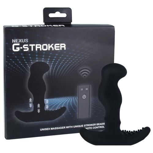 nexus g-stroker prostate sex toy next to packaging