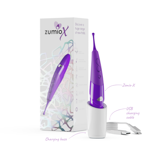 Zumio X clitoral stimulator with charging base and box