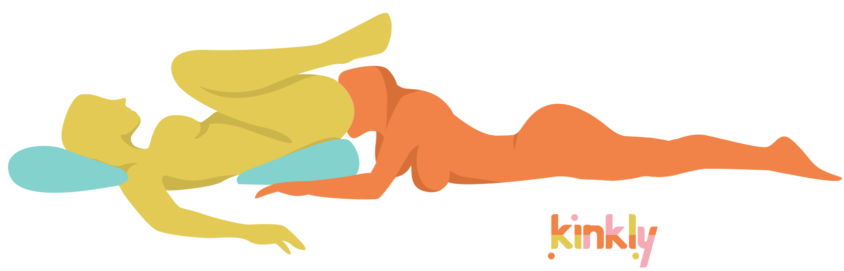 One person is laying on their back. Their head and hips are both elevated by a Liberator Jaz. Their partner is laying on their stomach, with their head between the first person's legs, to lick the first person's anus for rimming. The Jaz helps elevate the hips, and the licking partner's neck is neutral. | Kinkly Shop