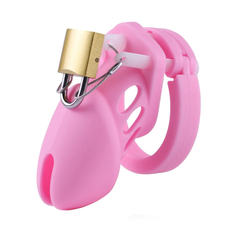 Silicone Sissy Restraint cock chastity cage by Lock the Cock in pink