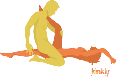 Straddle Position. The receiving partner lays flat with one leg high in the air. The penetrating partner straddles the laying-flat leg while cradling the raised leg to slide inside. 