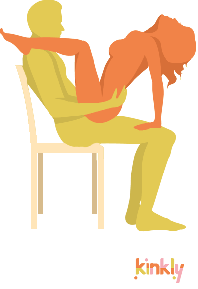 Lap Dance Position: The penetrating partner sits in a chair with their hips close to the edge of the seat. The receptive partner sits on top of their hips, facing them, with their hands on the penetrating partner's knees to support their own weight.