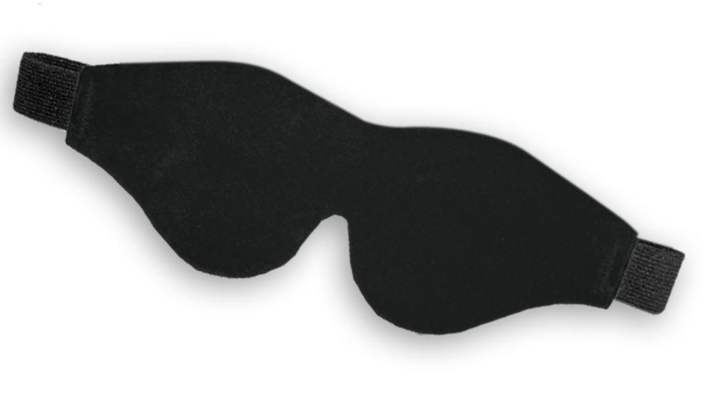 The Sportsheets Soft Blindfold: A black blindfold with an elastic strap.